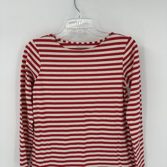 GUDRUN SJODEN t shirt tee striped boat neck 100% organic cotton casual red XS - Picture 3 of 7
